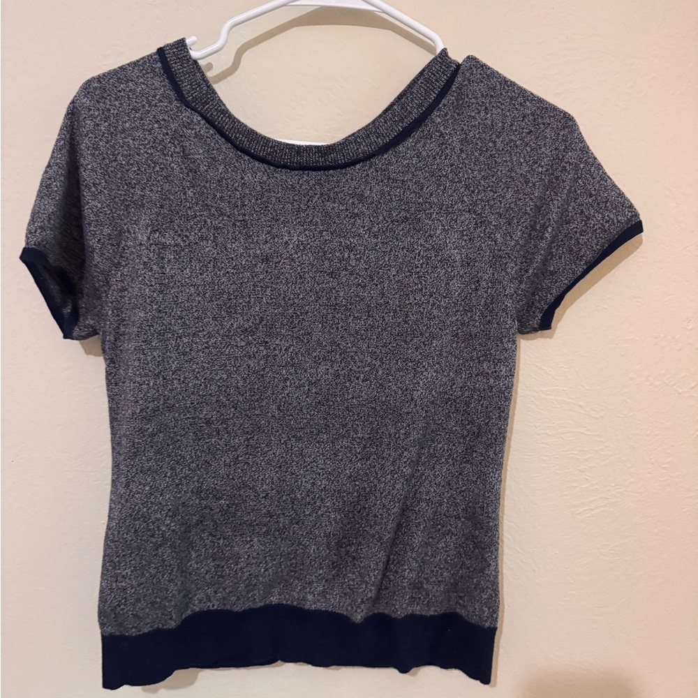 Navy Short Sleeve Sweater